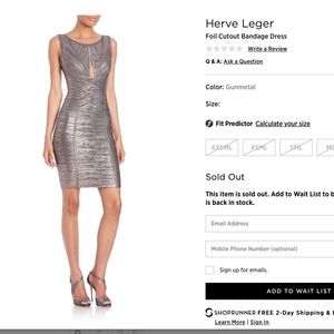 Authentic Herve Leger Foil Cutout Bandage Dress